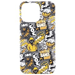 Boom Bang Art Crazy Drawing Graffiti Hello Retro Sayings Yellow Iphone 15 Pro Max Black Uv Print Pc Hardshell Case by Bedest