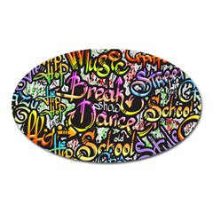 Graffiti Word Seamless Pattern Oval Magnet by Bedest