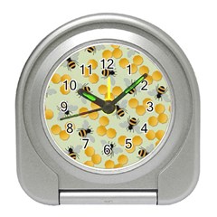 Bees Pattern Honey Bee Bug Honeycomb Honey Beehive Travel Alarm Clock by Bedest