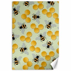 Bees Pattern Honey Bee Bug Honeycomb Honey Beehive Canvas 12  X 18  by Bedest