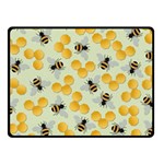 Bees Pattern Honey Bee Bug Honeycomb Honey Beehive Two Sides Fleece Blanket (Small) 45 x34  Blanket Back