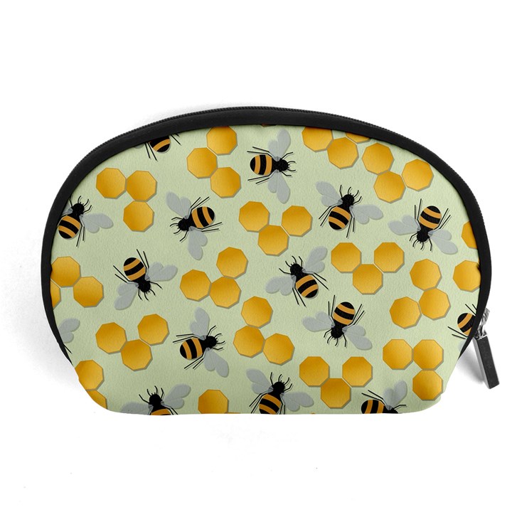 Bees Pattern Honey Bee Bug Honeycomb Honey Beehive Accessory Pouch (Large)