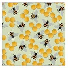 Bees Pattern Honey Bee Bug Honeycomb Honey Beehive Square Satin Scarf (36  X 36 ) by Bedest