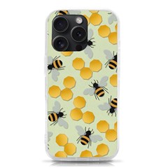 Bees Pattern Honey Bee Bug Honeycomb Honey Beehive Iphone 15 Pro Tpu Uv Print Case by Bedest