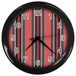 Altrosa Rosa Grau Streifen Wall Clock (Black) Front