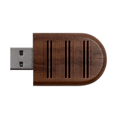 Altrosa Rosa Grau Streifen Wood Oval Usb Flash Drive