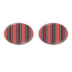 Dunkelrot4 Rosa Grau Streifen Dunkelrot3 Cufflinks (oval) by 2607694c