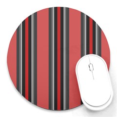 Dunkelrot4 Rosa Grau Streifen Dunkelrot3 Round Mousepad by 2607694c