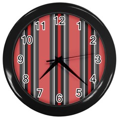 Dunkelrot4 Rosa Grau Streifen Dunkelrot3 Wall Clock (black) by 2607694c