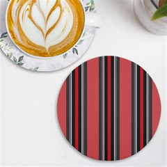 Dunkelrot4 Rosa Grau Streifen Dunkelrot3 Uv Print Round Tile Coaster by 2607694c