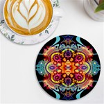 Gelb floral UV Print Round Tile Coaster Front