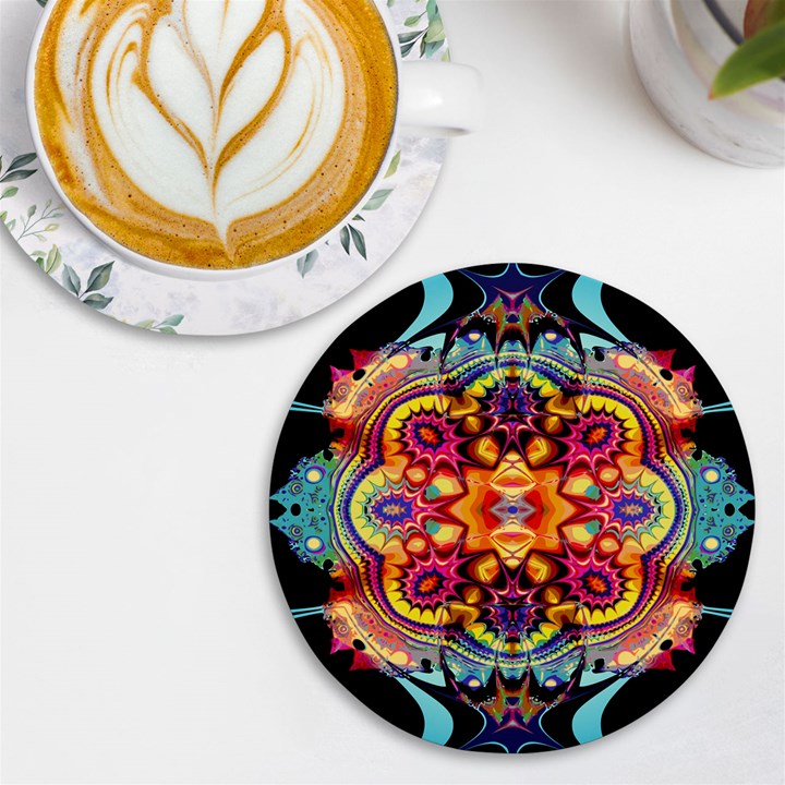 Gelb floral UV Print Round Tile Coaster