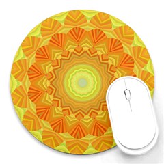 Sunshine Sunny Sun Abstract Yellow Round Mousepad by Ravend