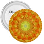 Sunshine Sunny Sun Abstract Yellow 3  Buttons Front