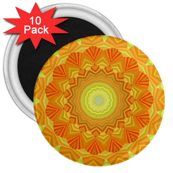 Sunshine Sunny Sun Abstract Yellow 3  Magnets (10 pack) 