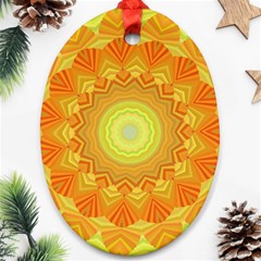 Sunshine Sunny Sun Abstract Yellow Oval Ornament (two Sides) by Ravend