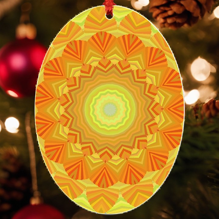 Sunshine Sunny Sun Abstract Yellow UV Print Acrylic Ornament Oval