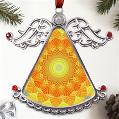 Sunshine Sunny Sun Abstract Yellow Metal Angel With Crystal Ornament by Ravend