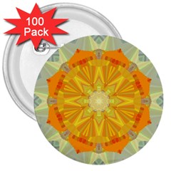 Sunshine Sunny Sun Abstract Yellow 3  Buttons (100 Pack)  by Ravend