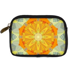 Sunshine Sunny Sun Abstract Yellow Digital Camera Leather Case by Ravend