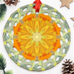 Sunshine Sunny Sun Abstract Yellow Ornament (round Filigree)