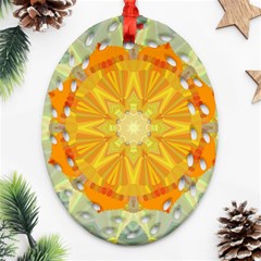 Sunshine Sunny Sun Abstract Yellow Oval Filigree Ornament (two Sides) by Ravend