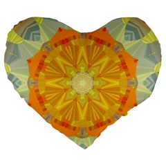 Sunshine Sunny Sun Abstract Yellow Large 19  Premium Flano Heart Shape Cushions by Ravend