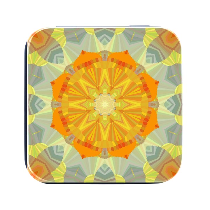 Sunshine Sunny Sun Abstract Yellow Square Metal Box (Black)