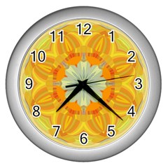 Sunshine Sunny Sun Abstract Yellow Wall Clock (silver) by Ravend