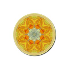 Sunshine Sunny Sun Abstract Yellow Rubber Round Coaster (4 Pack) by Ravend