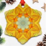 Sunshine Sunny Sun Abstract Yellow Snowflake Ornament (Two Sides) Front