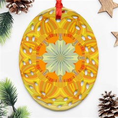 Sunshine Sunny Sun Abstract Yellow Oval Filigree Ornament (two Sides) by Ravend