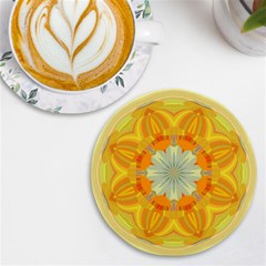 Sunshine Sunny Sun Abstract Yellow Uv Print Round Tile Coaster by Ravend