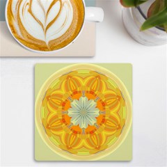 Sunshine Sunny Sun Abstract Yellow Uv Print Square Tile Coaster  by Ravend