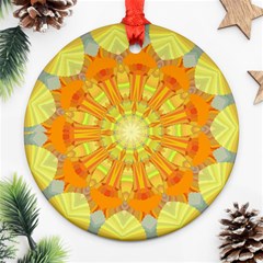 Sunshine-sunny-sun-abstract-yellow - Round Ornament (two Sides) by Ravend