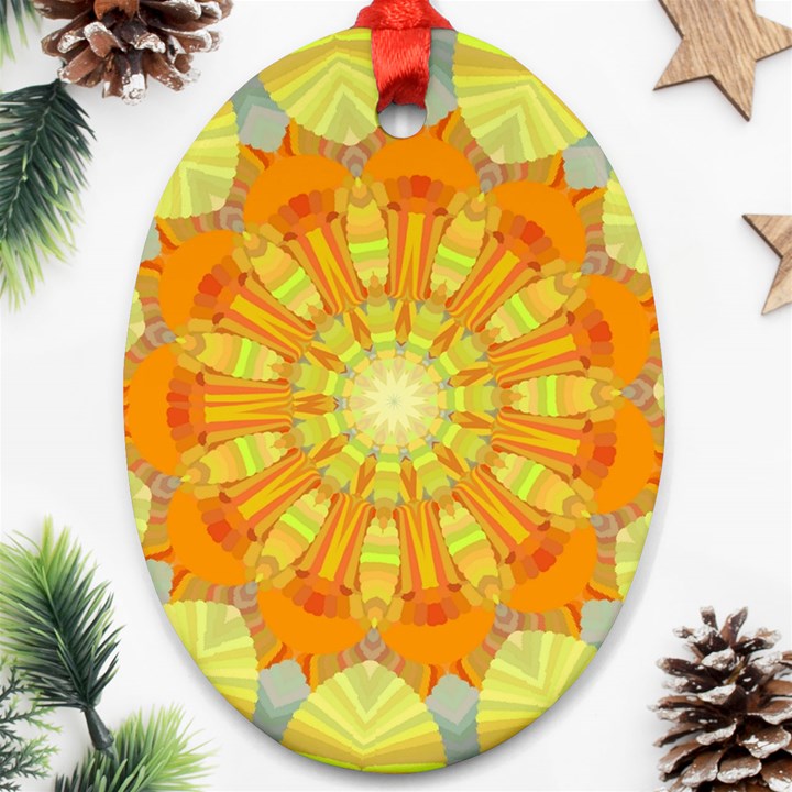 Sunshine-sunny-sun-abstract-yellow - Oval Ornament (Two Sides)