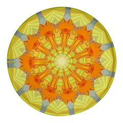 Sunshine-sunny-sun-abstract-yellow - Round Glass Fridge Magnet (4 Pack) by Ravend