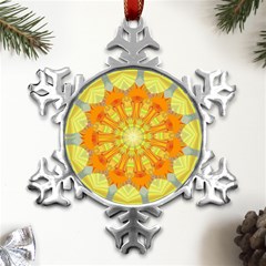 Sunshine-sunny-sun-abstract-yellow - Metal Small Snowflake Ornament by Ravend