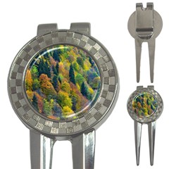 Forest Trees Leaves Fall Autumn Nature Sunshine 3-in-1 Golf Divots by Ravend