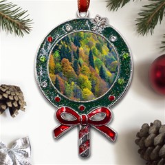 Forest Trees Leaves Fall Autumn Nature Sunshine Metal X mas Lollipop With Crystal Ornament by Ravend