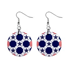 Patriotic Symbolic Red White Blue Mini Button Earrings by Ravend