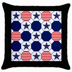 Patriotic Symbolic Red White Blue Throw Pillow Case (black) by Ravend