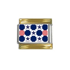 Patriotic Symbolic Red White Blue Gold Trim Italian Charm (9mm) by Ravend