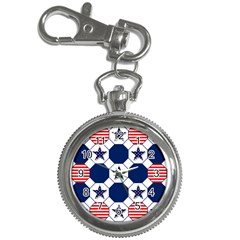 Patriotic Symbolic Red White Blue Key Chain Watches by Ravend