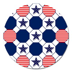 Patriotic Symbolic Red White Blue Magnet 5  (round) by Ravend