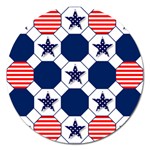 Patriotic Symbolic Red White Blue Magnet 5  (Round) Front