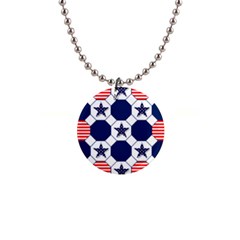 Patriotic Symbolic Red White Blue 1  Button Necklace by Ravend