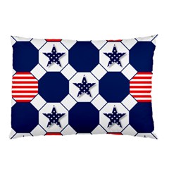 Patriotic Symbolic Red White Blue Pillow Case by Ravend