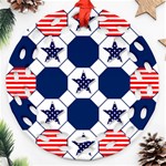 Patriotic Symbolic Red White Blue Round Filigree Ornament (Two Sides) Front