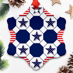 Patriotic Symbolic Red White Blue Snowflake Ornament (two Sides) by Ravend